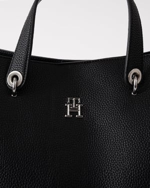 Logo Detail Satchel Bag in Black