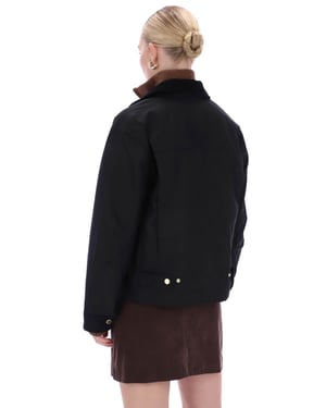 Waxed Logo Detail Waxed Jacket in Black