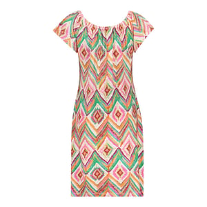 Geisha 67422-60 may 615 dress elastic shoulder jersey aop pr.01-26-2 teal/fuchsia