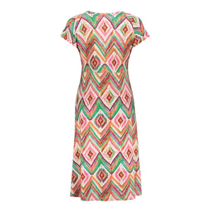 Geisha 67424-60 june 615 dress v-neck short jersey aop pr.01-26-2 teal/fuchsia