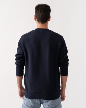 Texture Crew Neck Crew Neck Sweatshirt in Navy