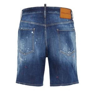Dsquared2 Marineblauwe Denim Shorts Met Verfspatdesign