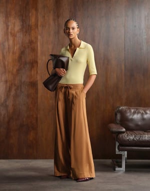 ASOS DESIGN soft wide leg trousers in washed caramel