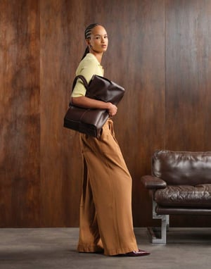 ASOS DESIGN soft wide leg trousers in washed caramel