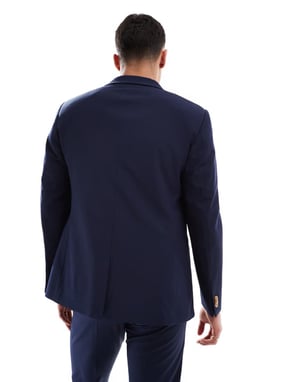ASOS DESIGN washable slim suit jacket with lightweight worsted wool in navy