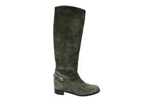 Christian Louboutin Boots with Chain in Green Suede
