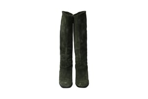 Christian Louboutin Boots with Chain in Green Suede