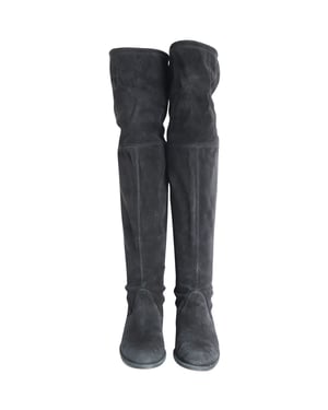 Stuart Weitzman Lowland Over The Knee Boots in Black Suede