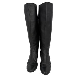 Lanvin Knee-High Wedge Boots in Black Leather