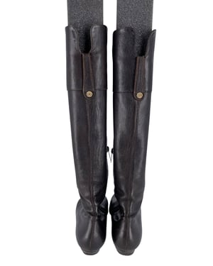 JImmy Choo London Knee Boots in Brown Calfskin Leather