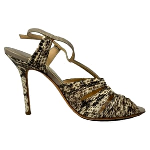 Jimmy Choo Python Embossed Strappy Sandals in Animal Print Leather