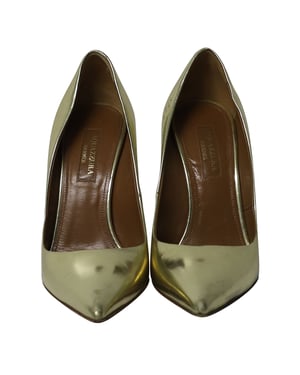 Aquazzura Purist Pumps in Gold Patent Leather