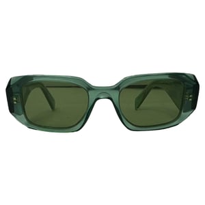Prada SPR17W Rectangle-Framed Sunglasses in Olive Acetate