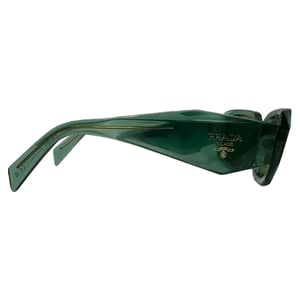 Prada SPR17W Rectangle-Framed Sunglasses in Olive Acetate
