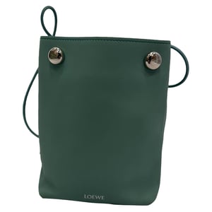 Loewe Pebble Pouch Bag in Green Calfskin Leather