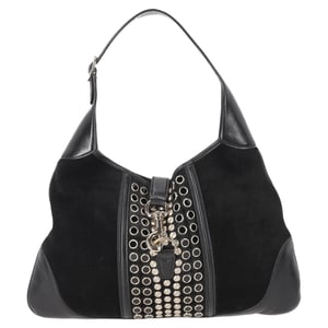Gucci Jackie O Bouvier Embellished Hobo in Black Suede And Leather