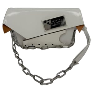 Maison Margiela Small Snatched Shoulder Bag in White Patent Leather