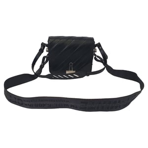 Off-White Diagonal Padded Binder Flap Shoulder Bag in Black Leather