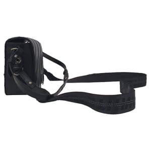 Off-White Diagonal Padded Binder Flap Shoulder Bag in Black Leather