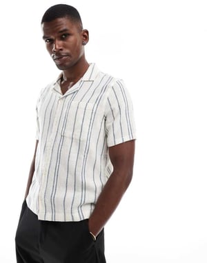 Hollister kortärmad strukturerad randig skjorta i multi