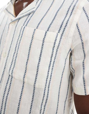 Hollister kortärmad strukturerad randig skjorta i multi