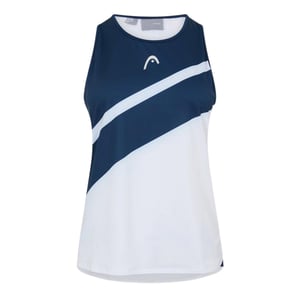 Head Tennistanktop med rund hals för kvinnor/damer (Vit/marinefärgad)