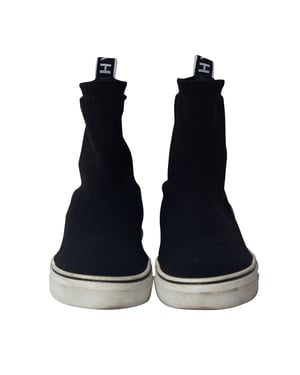Givenchy George V Logo Stretch-Knit Hoge Sleehals Slip-On Sneakers in Zwart Polyamide
