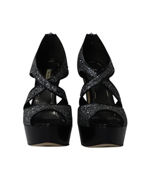 Miu Miu Platform Hakken in Zilveren Glitter