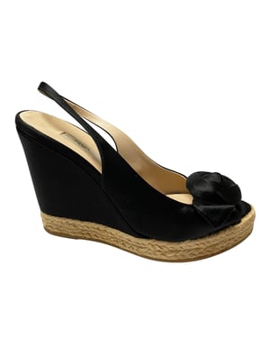 Prada Espadrille Sandals in Black Silk