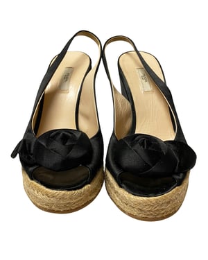 Prada Espadrille Sandals in Black Silk