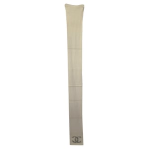Chanel CC Crystal-Embellished Knitted Scarf in Cream Cashmere
