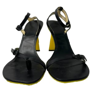 Loewe Petal Ankle Strap Sandal Heels in Black Goat Leather