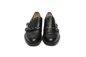 Jimmy Choo Studded Monk Strap Shoes in Black Leather