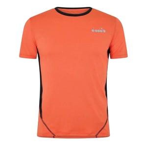 Diadora Löptröja för män med logotyp och rund hals (Orange/Svart)