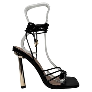 Chique Dames Lederen Formele Stiletto Hakken Sandalen (Zwart)