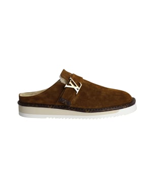 Louis Vuitton Cosy Slip-On Muilen in Bruin Suède Kalfsleer