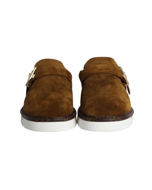 Louis Vuitton Cosy Slip-On Muilen in Bruin Suède Kalfsleer