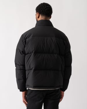 Long Sleeve Logo Detail Down Jacket in Black