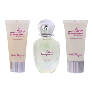 Salvatore Ferragamo Amo Flowerful Eau de Toilette 50ml, Body Lotion 50ml + Shower Gel 50ml Gift Set for Her