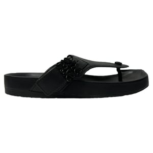 Loewe Ease Embellished Thong Slippers in Black Lamb Leather