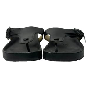 Loewe Ease Embellished Thong Slippers in Black Lamb Leather