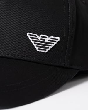 Black Logo Detail Cap in Black