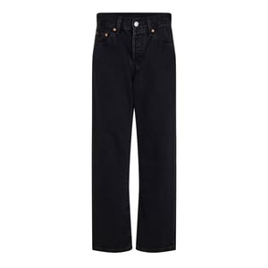 Levis Damesjeans 501 met rechte pijpen en enkellengte (Maanzwart)