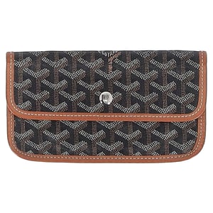 Goyard St. Louis Pouch in Brown and Black Goyardine and Leather