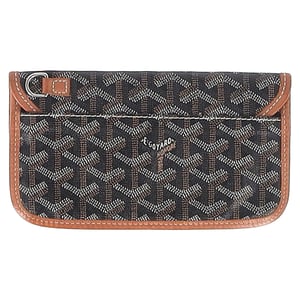 Goyard St. Louis Pouch in Brown and Black Goyardine and Leather