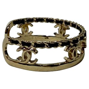 Chanel CC Chain Accent Bangle Bracelet in Gold Metal