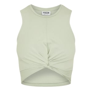 Noisy May Geknoopte mouwloze crop top voor dames (Aqua Grijs)