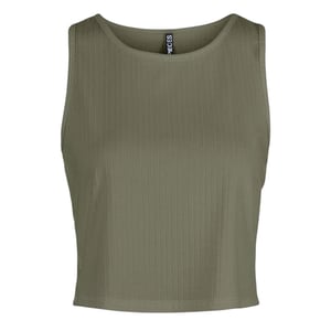 Pieces Korte, slanke, mouwloze tanktop voor dames (Diep groen)