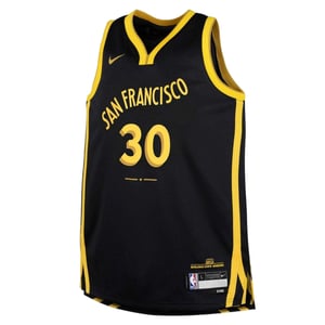 Nike Basketbalshirt voor jongens van Stephen Curry van de Golden State Warriors (Zwart)