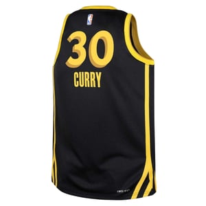 Nike Basketbalshirt voor jongens van Stephen Curry van de Golden State Warriors (Zwart)